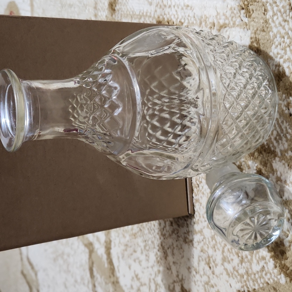 Vintage Princess House Decanter Etched Crown & Grape Design Exquisite Cut Glass